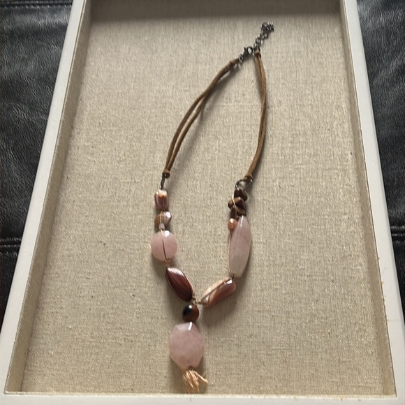 Silpada N1424 Rose Quartz and real pearls, wood, .925 clasp Necklace - Picture 7 of 7